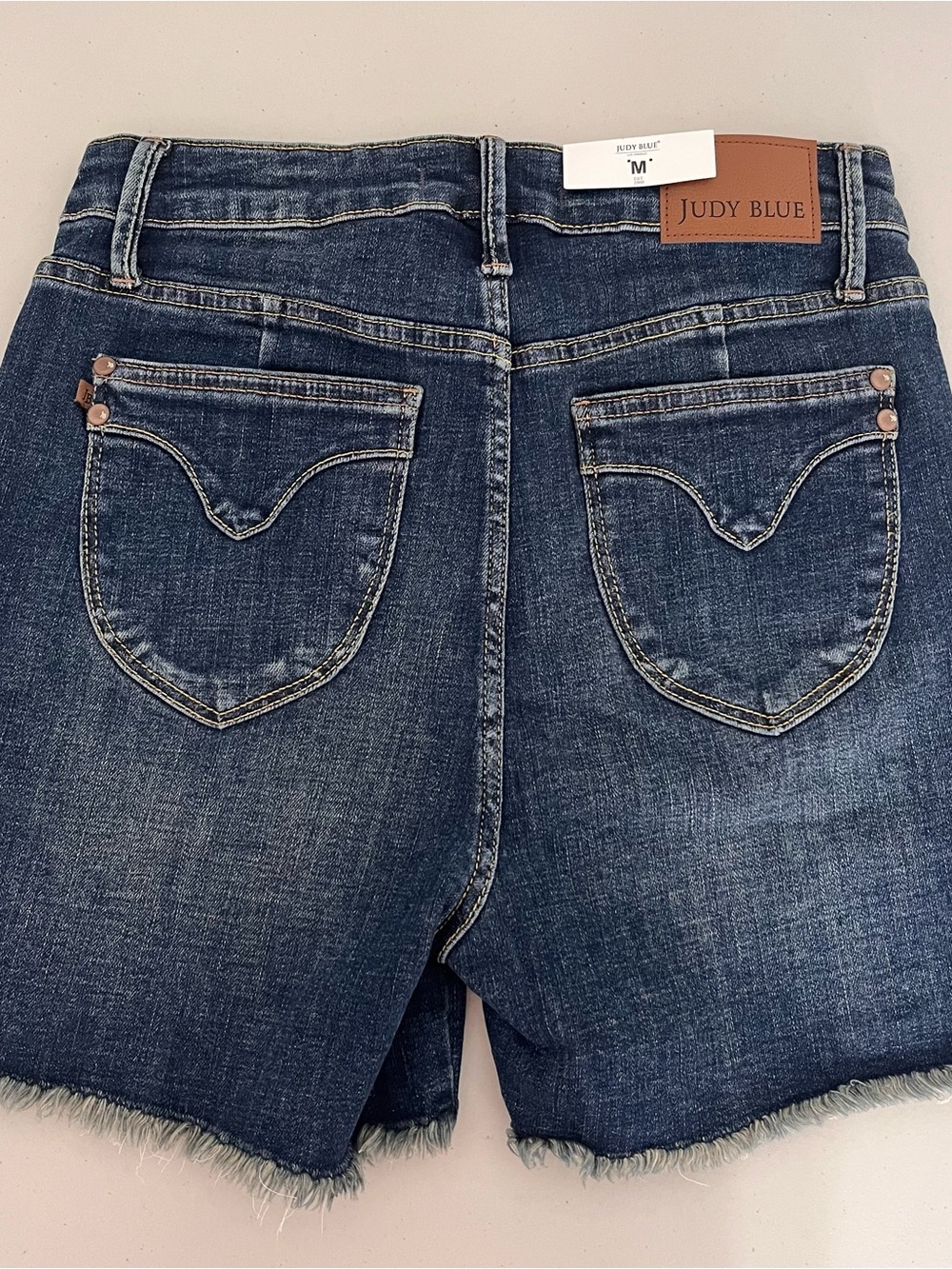 Judy Blue Mid to Dark Blue High Waist Denim Shorts Sz M - Picture 3 of 6